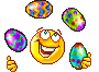 Смайлик красиво жонглирует разноцветными яйцами смайлики картинки гиф анимации скачать
